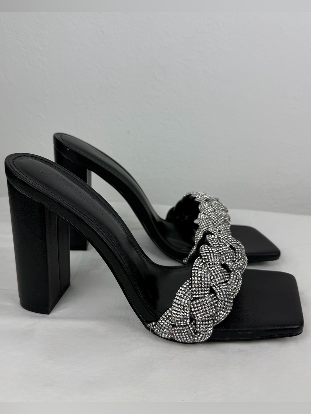 Liliana Bedazzled Chunky High Heel
